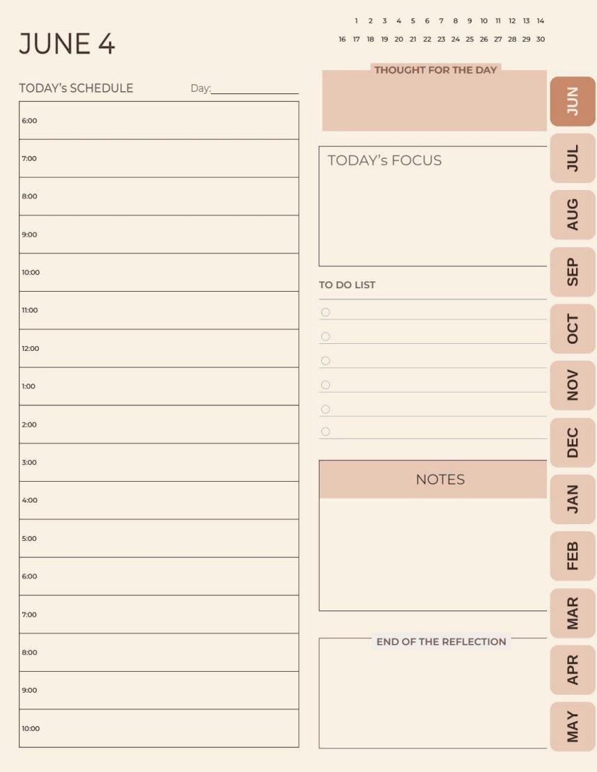Daily schedule